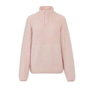 SKIMS Cozy Knit Half-button Fleece Pullover Jacket - Pink